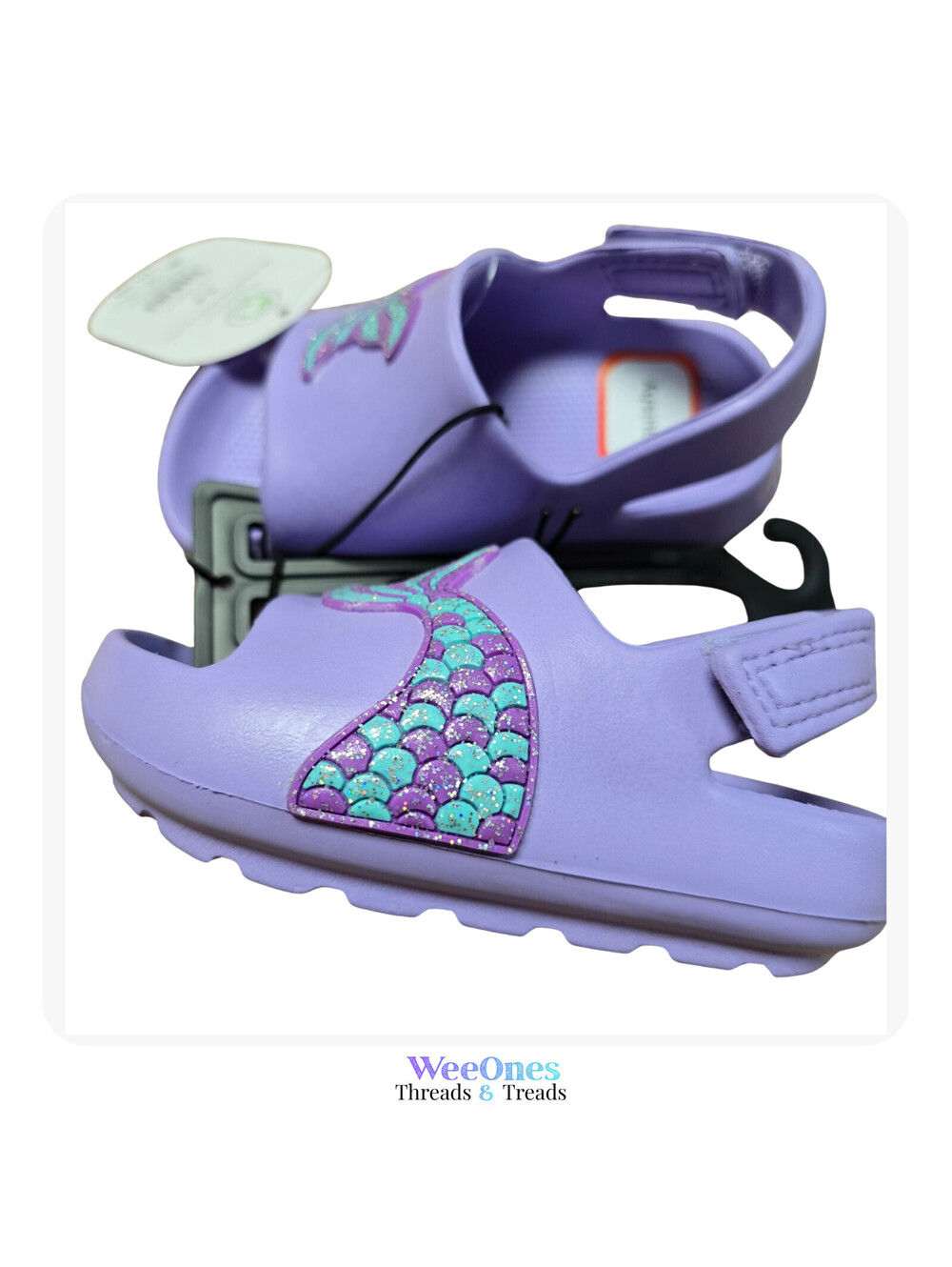 Toddler Mermaid Slide Sandals – Glitter Purple Aqua – Size 5/6 – NEW With Tags